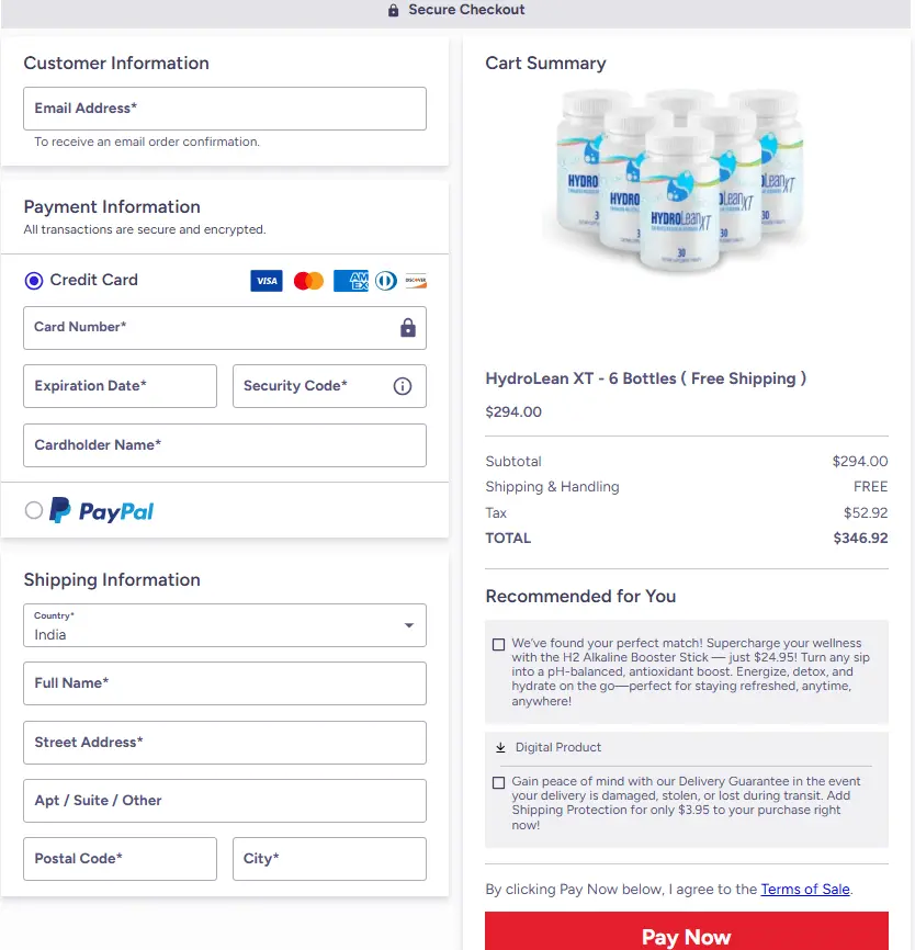 HydroLean XT  Order Page